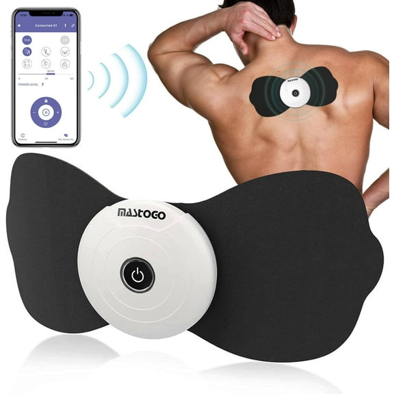 Wireless TENS & EMS Unit Back Pain Relief Massager - APP Controlled Bluetooth EMS Muscle Stimulator Machine for Back Shoulder Leg Neck Pain Relief (Black)