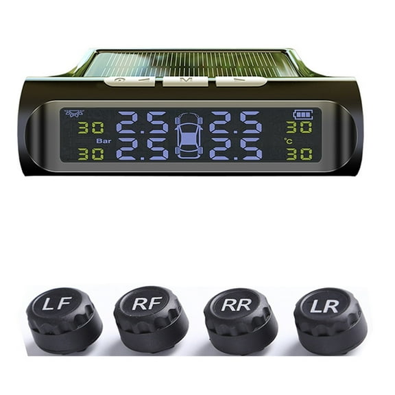 Wireless TPMS Tire Pressure Monitor, Solar And USB Dual Charging, IP67 Waterproof Sensors, Multi Alarm Reminder, Real Time Data Detection, Safety Monitoring System for Four Wheel Vehicles