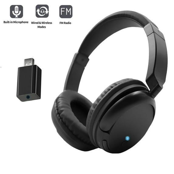 Wireless TV Headphones, HiFi Stereo Wireless Headphones Headset with USB Transmitter, Lightweight Wireless TV Headset for Seniors, TV, Computer, No Audio Delay, Wired and Wireless Headset