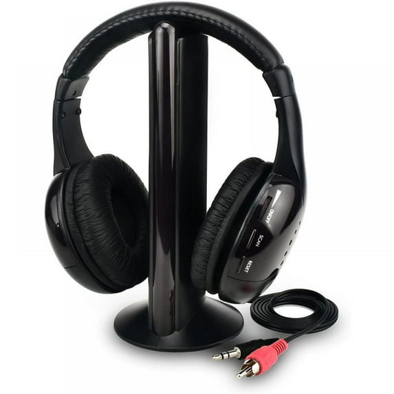 Wireless TV Headset for TV Viewing, with RF Transmitter Charging Base / 3.5MM Jack, Ideal for the Elderly, 10 FT Range, No Audio Delay, Plug and Play