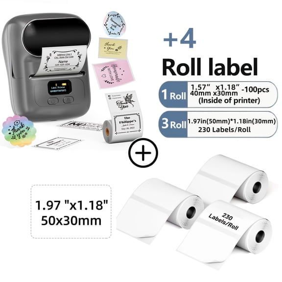 Wireless Thermal Barcode Printer - Orange Label Maker Machine for Small Business/School, Versatile for Barcode/Address/Jewelry/Clothing Labeling & Organizing, Portable Label Printer