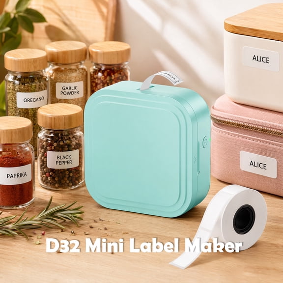 Wireless Thermal Label Maker D32 Portable Thermal Printer with 80pcs Paper, Intelligent High-Definition Printing, Multiple Creative Templates & Functions for Office, Home, School, Notes and Memos