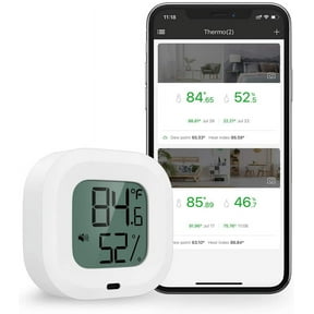 Wireless Thermometer Hygrometer for iPhone/Android, Smart Bluetooth Humidity Temperature Sensor with Alarm and Data Storage for Green House Guitar Camera Storage Humidor Incubator Monitor