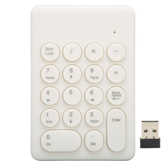 Wireless Tilt Design for Enhanced Comfort & Stable 2.4GHz Connection, Mini Size, White Ergonomic 18-Key Numeric Keypad