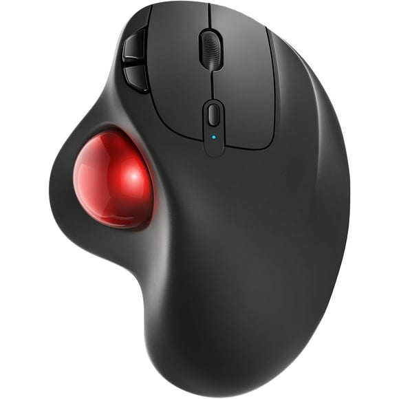 Wireless Trackball Mouse, 2.4G USB Bluetooth Ergonomic Mouse, Thumb-Operated Rechargeable Ergo Mice with Type-C Port and 3 DPI for Mac Windows Android Computer Laptop Tablet (White and Silver)