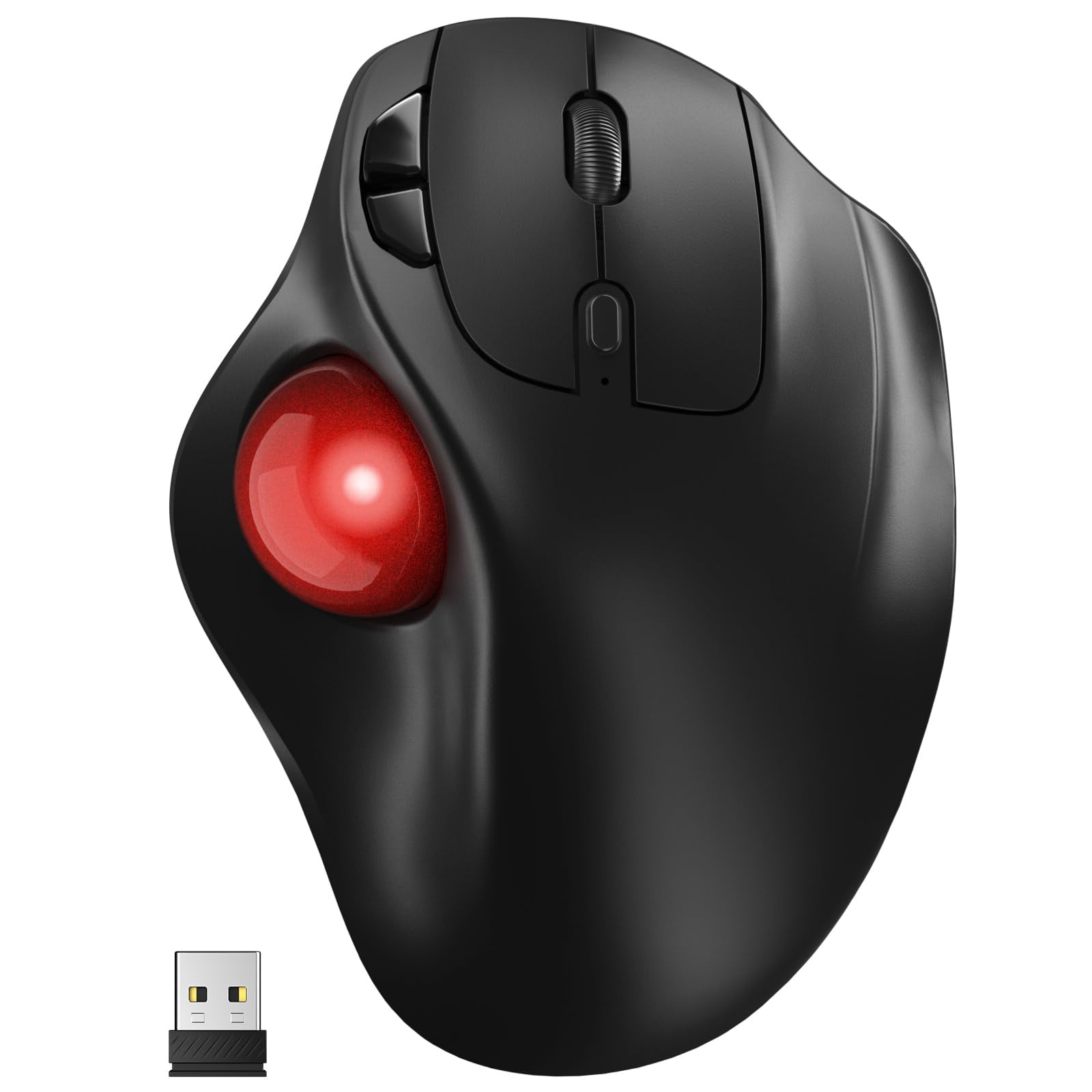 Wireless Trackball Mouse  3 Device Connection (bluetooth Or 2.4g Usb Receiver) Quiet Computer 2*aaa Thumb Laptop Mice With 5 Level Dpi For Pc/laptop/mac/windows Red