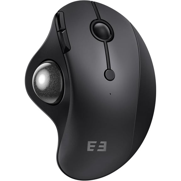 Wireless Trackball Mouse Ergonomic - Bluetooth Rollerball Rechargeable, 3 Device Connection (Bluetooth/USB) Thumb Control Mice Compatible for Mac/Android/Windows Computers Black