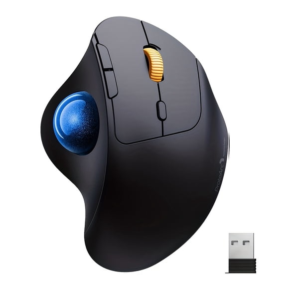 Wireless Trackball Mouse Ergonomic Wireless Rollerball Mouse Rechargeable Computer Laptop Mouse Thumb Control Mice Compatible with PC iPad Mac Windows