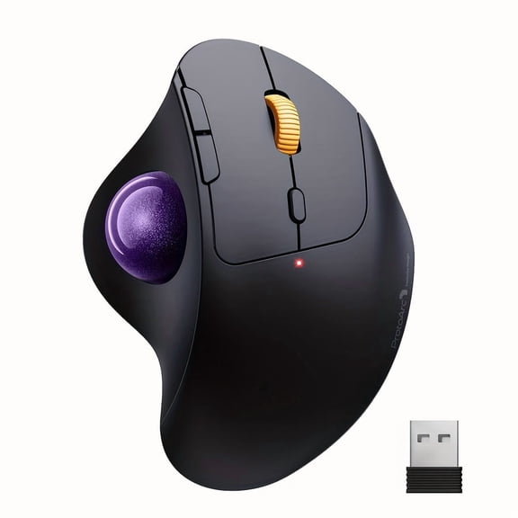 Wireless Trackball Mouse Ergonomic Wireless Rollerball Mouse Rechargeable Computer Laptop Mouse Thumb Control Mice Compatible with PC iPad Mac Windows