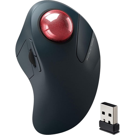 Wireless Trackball Mouse for Large Hands, Ergonomic Index Finger Control, Rechargeable Bluetooth/USB Mouse with Precise Smooth Tracking, Multi-Device Connection for Windows & Mac, Red