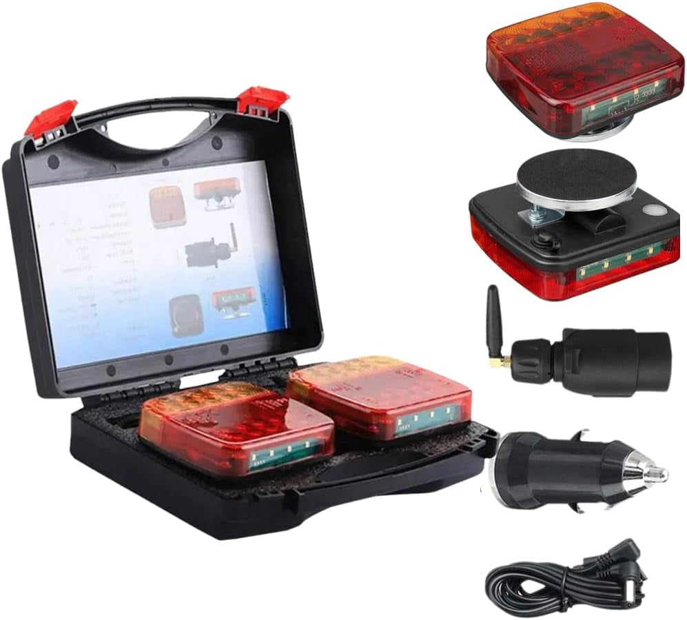 Wireless Trailer Lights,2025 New LED Magnetic Towing Tail Light Wireless LED Trailer Light Kit,Rechargeable Towing Light Kit with Powerful Suction Base for Trucks, Boat, RV, Vehicle