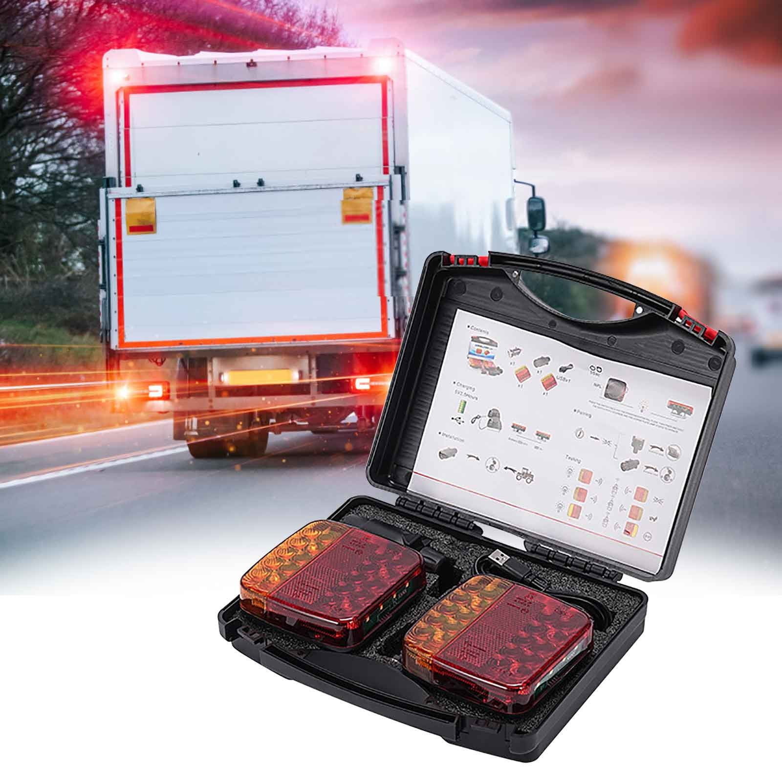 Wireless Trailer Lights Kit,Magnetic Wireless Trailer Light Kit,Super Magnetic Strobe Trailer Lights,Rechargeable Towing Light Kit with Powerful Suction Base for Trucks, Boat, RV, Vehicle