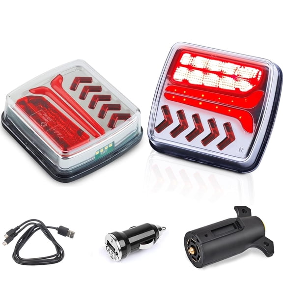 Wireless Trailer Lights, Magnetic LED Rechargeable and Portable Waterproof Tail Tow Lights Kit for Trucks, RVs, Campers, Boats, Caravans