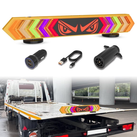 Rechargeable Wireless Tow Light Bar, Trailer Light Bar with 7 Pin Round Transmitter