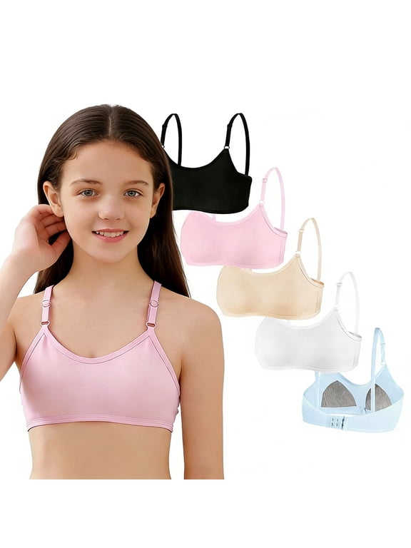 Girls Wireless Cotton Training Bras Light Padded for Teens Adjustable Straps Smooth Breathable First Bra 10-16 Years