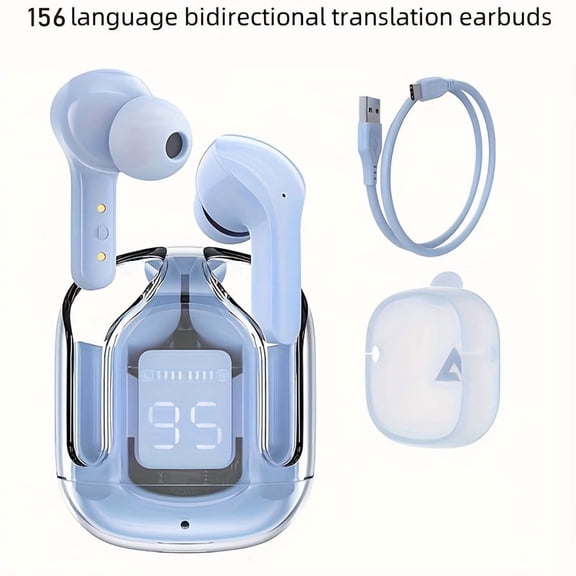 Wireless Translation Earbuds, Support 156 Languages Two-Way Real-Time Conversation, App Control for Music & Calls, Type-C Charging Compatible with iOS Android