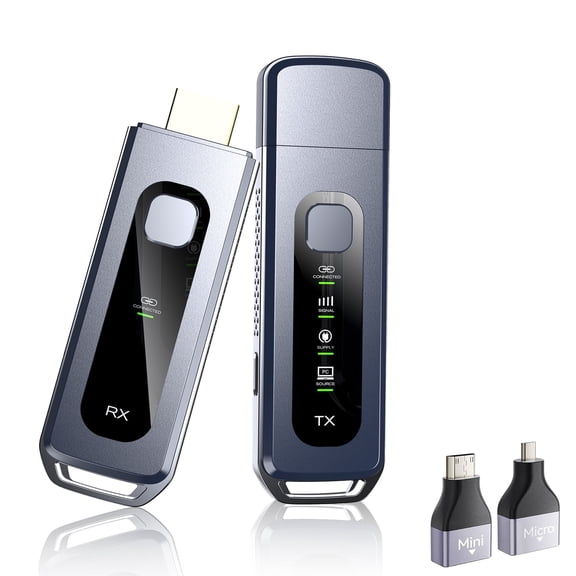 Wireless Transmitter and Receiver, Portable 5G/2.4G Wireless HD-MI Extender, HD-MI Adapter Transmission for Laptop, Projector, 4K Decode Input 1080P Output, for Audio to Monitor from Laptop/TV Box