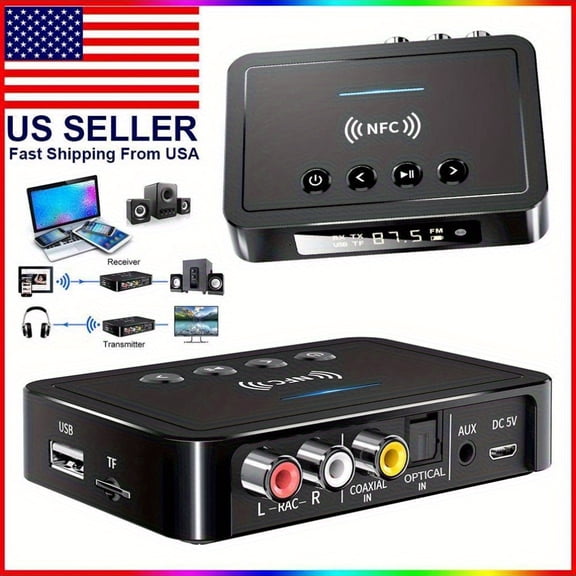 Wireless Transmitter Receiver, Wireless 3.5Mm Adapter, AUX NFC to 2 RCA Audio