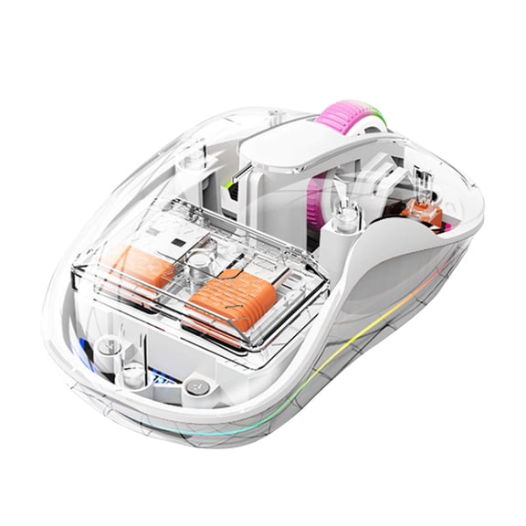 Wireless Transparent Computer Controller | Tri-Mode Transparent Computer Control with RGB Lighting | A Computer Control Device for Work, Study, Boasts Silent Click, Suitable for Study Rooms