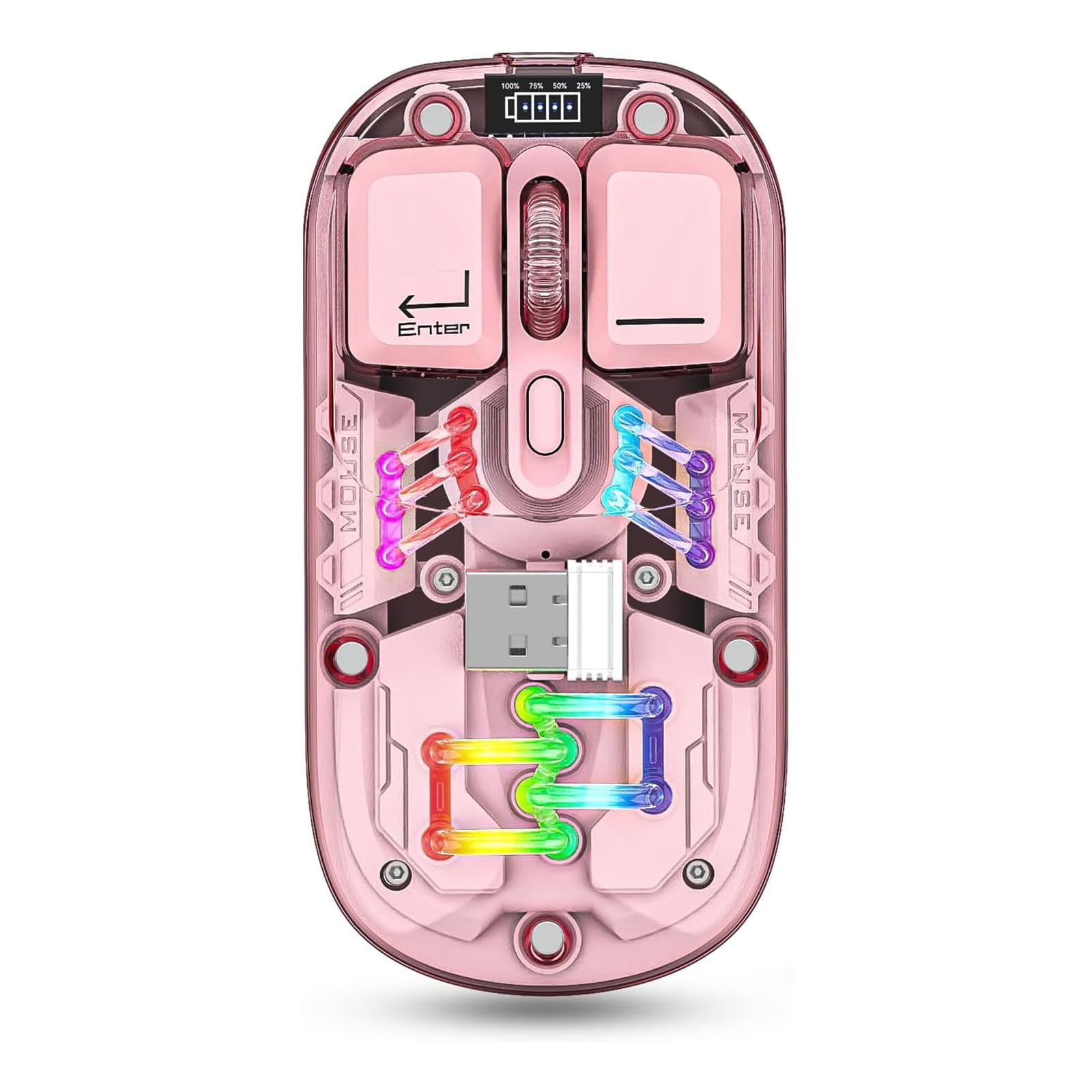 Rgb Transparent Mouse Computer Wireless Transparent RGB Gaming Mouse, Bluetooth 5.0 + 2.4G Dual Mode ...