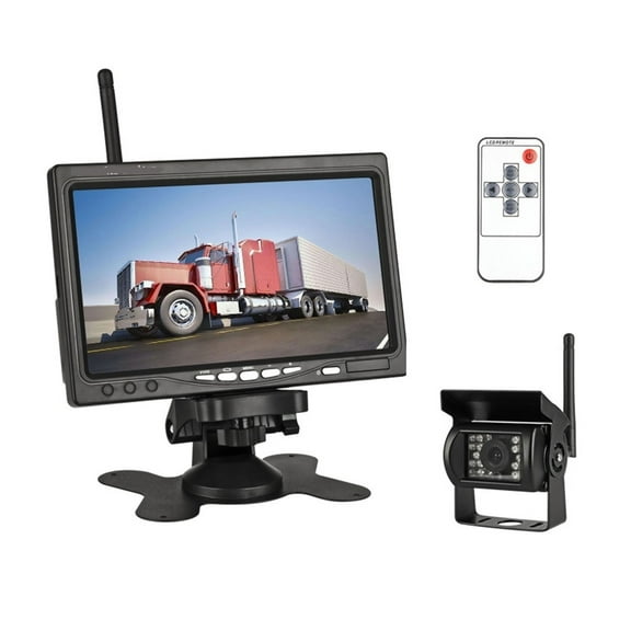 Wireless Truck Rear View Camera 18 Infrared Lights Night Vision For Trucks RV 7inch Car Monitor With Reverse Lmage System 12-24V ,Flexible Double Bracket Installation