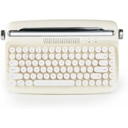 Wireless Typewriter Keyboard, Bluetooth, Retro Design, Stand for Tablet, Phone, PC