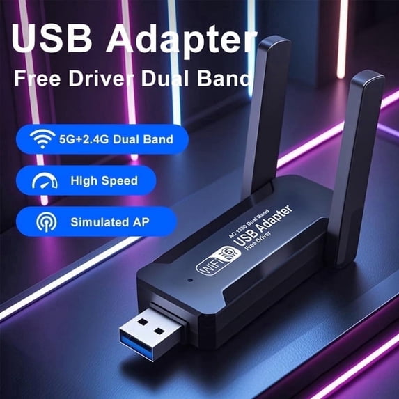 Wireless USB 3.0 WiFi Adapter AC1300Mbps (Ultimate Gaming Edition), High Gain Dual 5dBi Antennas, Dual Band 5GHz/2.4GHz Network Card for Desktop PC, Lag-Free for 4K Streaming & Online Gaming.