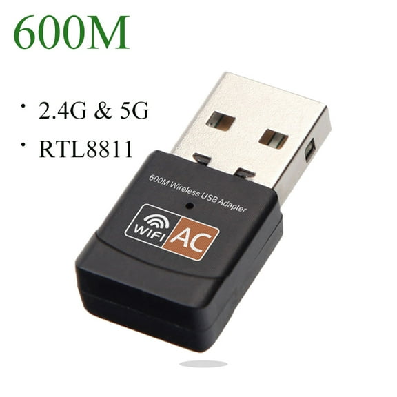 Wireless USB Adapter 600M Bps Dual Band 2.4GHz/5.8GHz Network Card for PC Wifi Receiver Compatible with 802.11ac/b/g/n