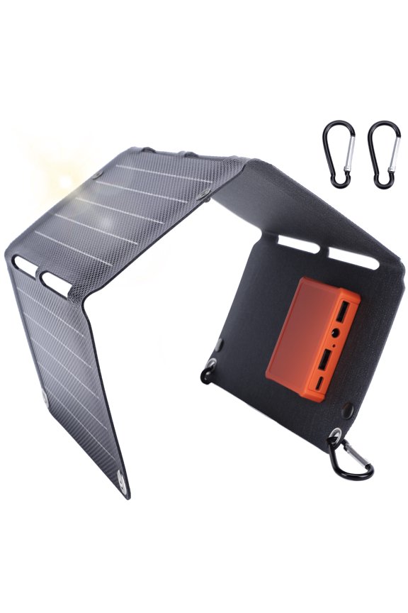 40W Foldable Solar Panel Charger with USB C and USB A Outputs, Folding Solar Charger Compatible with Phone Tablet Power Banks, Portable Solar Panel Waterproof for Outdoor Camping, Hiking, Backpacking