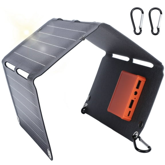 40W Foldable Solar Panel Charger with USB C and USB A Outputs, Folding Solar Charger Compatible with Phone Tablet Power Banks, Portable Solar Panel Waterproof for Outdoor Camping, Hiking, Backpacking