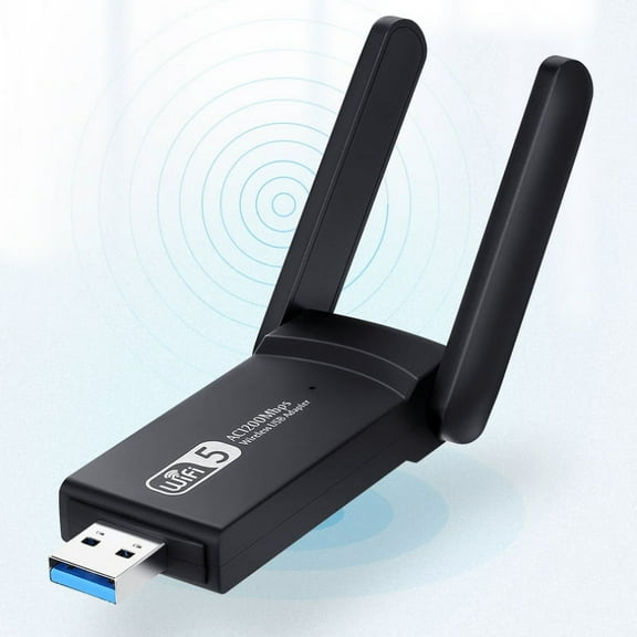 Wireless USB WiFi Adapter for PC, 1200Mbps Dual 5Dbi Antennas 5G/2.4G WiFi USB for PC Desktop Laptop MAC Windows 10/8/8.1/7/Vista/XP/Mac10.6/10.13, WiFi USB Computer Network Adapters