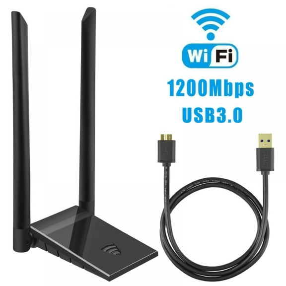 Wireless USB WiFi Adapter for PC, 1200Mbps Dual Band 5GHz/2.4GHz WiFi Adapter for Desktop PC, WiFi Dongle 802.11AC with High Gain Antenna, Support Mac OS 10.15 Windows 10/8.1/8/7/ XP