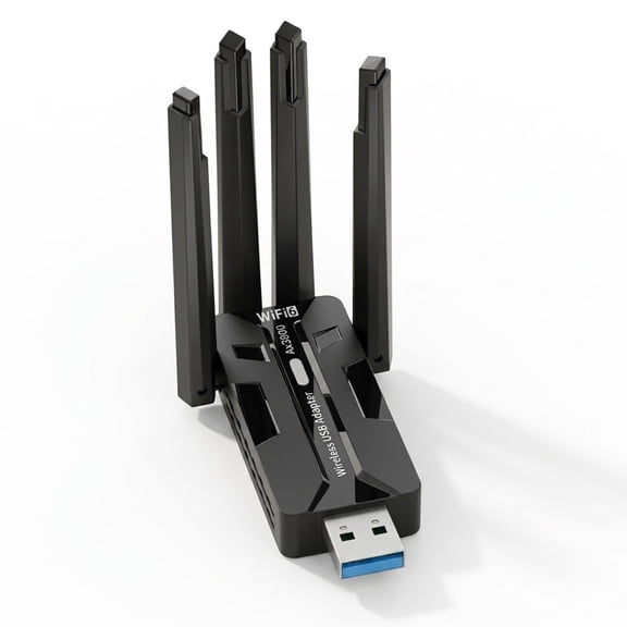 Wireless USB WiFi Adapter for PC , WiFi 6 USB 3.0 Adapter 1800Mbps Dual Band 2.4G/5.8G WiFi Adapter, High Speed WiFi Dongle with 4 External Antennas for PC Desktop Laptop