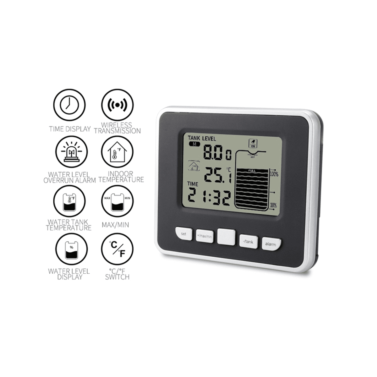 Wireless Ultrasonic Water Tank Liquid Level Meter with Temperature