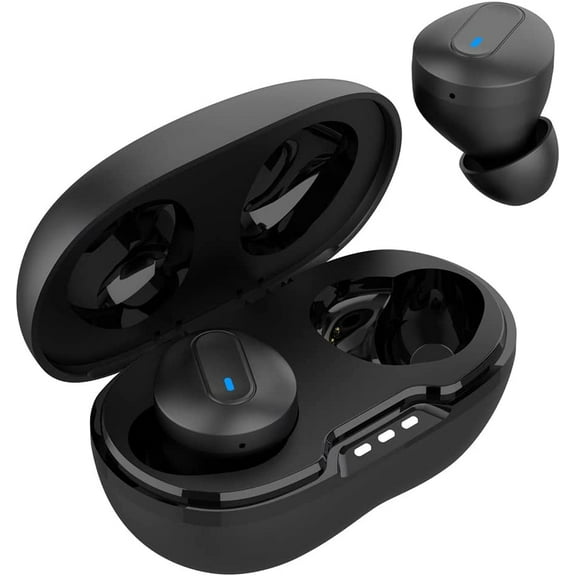 Wireless V5.1 Bluetooth Earbuds Compatible with Samsung Galaxy S22+/ 5G/Plus/Ultra with Extended Charging Pack case for In Ear Headphones. (V5.1 Black)