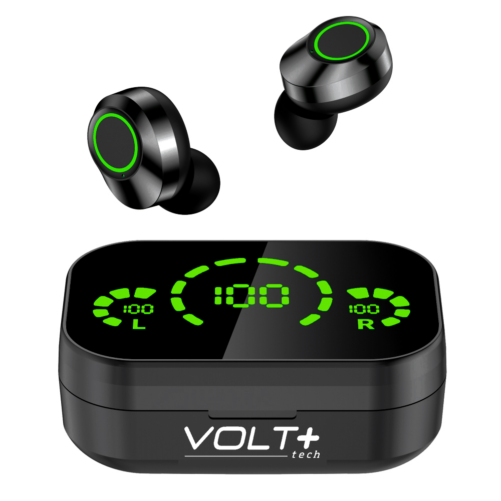 Wireless V5.3 LED Pro Earbuds Compatible with your Apple iPhone 12/12 Pro/12 Pro Max/12 Mini IPX3 BlueTooth Water & Sweatproof /Noise Reduction & Quad Mic(Black) - image 1 of 7