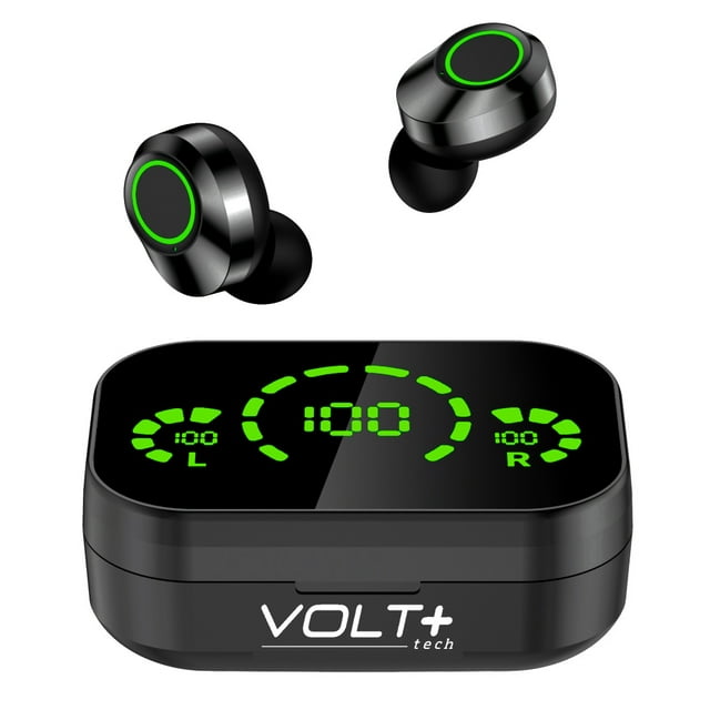 Wireless V5.3 LED Pro Earbuds Compatible with your Apple iPhone 12/12 Pro/12 Pro Max/12 Mini IPX3 BlueTooth Water & Sweatproof /Noise Reduction & Quad Mic(Black)