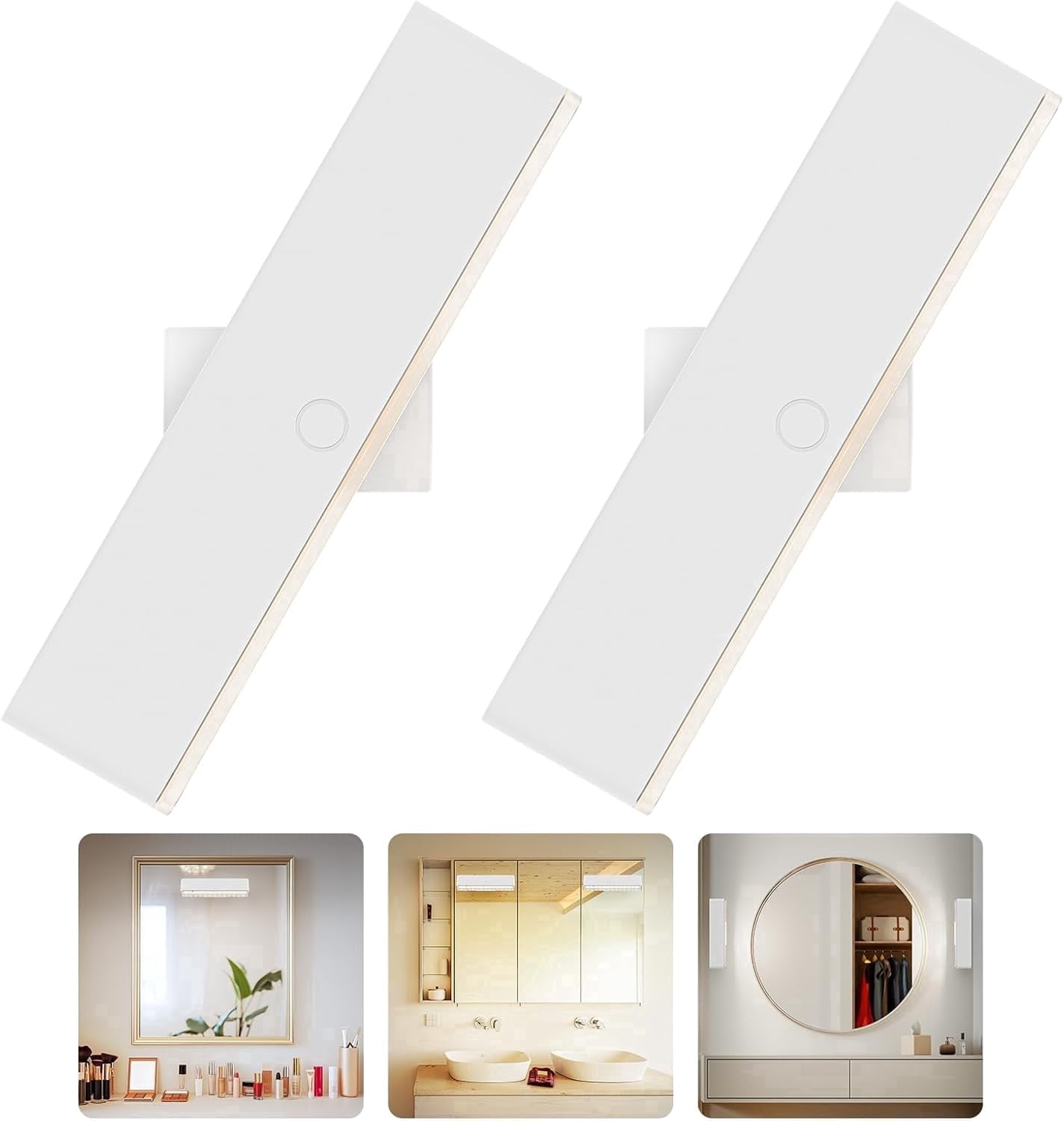 Wireless Vanity Lights for Mirror Set of 2, 4000mAh Rechargeable Stick On Makeup Light, CCT Modes & Dimmable Brightness, Cordless for Mirror Vanity Bathroom