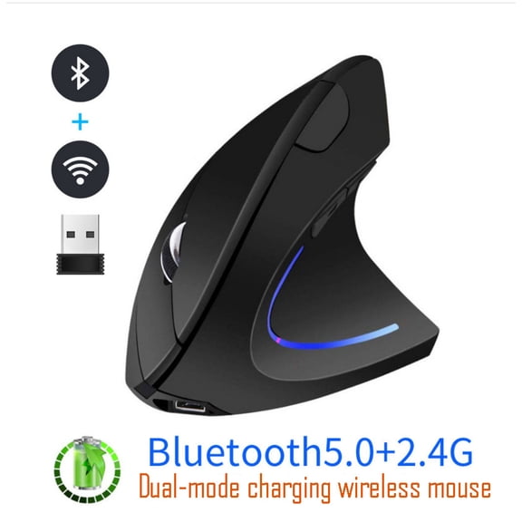 Wireless Vertical Mouse, 2.4G Wireless Ergonomic Optical Mouse with 3 Adjustable 800/1200 /1600 DPI, More Suitable for Big Hands,2.4G+BT Dual Mode