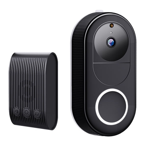 Wireless Video Doorbell, 2-Way Audio, Night Vision, PIR Motion Detection, Wide-Angle Lens, Remote Monitoring for Home Security,Black