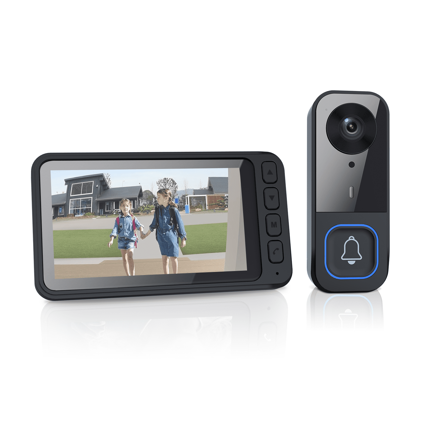 Wireless Video Doorbell with 4.5" IPS Display Screen, 720P HD 120° Wide Angle Door Bell Camera with Night Vision, 2-Way Intercom 1000mAh Battery Local Storage No WiFi No App for Home Security