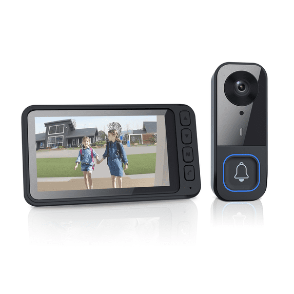 Wireless Video Doorbell with 4.5" IPS Display Screen, 720P HD 120° Wide Angle Door Bell Camera with Night Vision, 2-Way Intercom 1000mAh Battery Local Storage No WiFi No App for Home Security