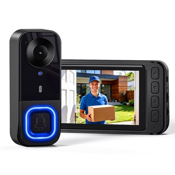 Wireless Video Doorbell Camera, 1080P HD Smart Doorbell with Indoor Chime, Weatherproof Front Door Security Camera, Two-Way Audio, IR Night Vision, PIR Motion Detection, Battery Powered Home Doorbell