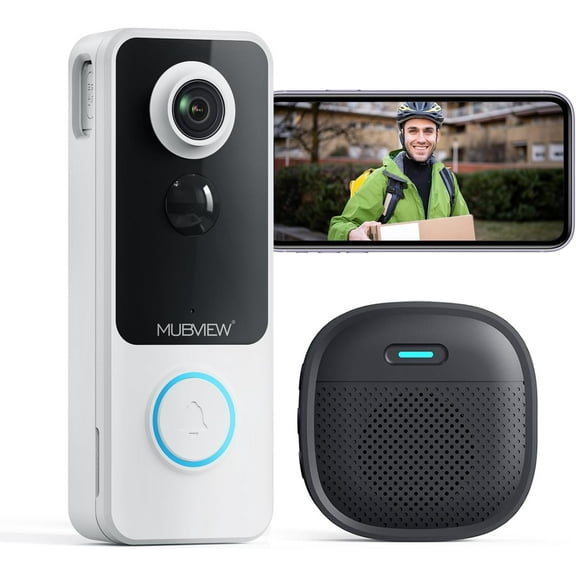 Wireless Video Doorbell with Chime, 1080p, 2-Way Talk, Night Vision, Human Detection, Card/Cloud Stora - No Subscription