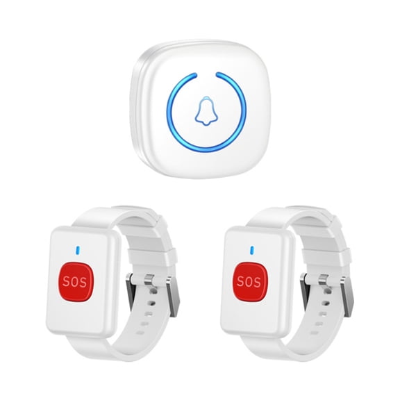 Wireless Watch Button Call Pager Emergency SOS Pager Emergency Call Button for Kids Elderly Patient CallSystem US Plug,A