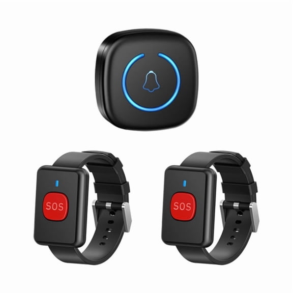 Wireless Watch Button Call Pager Emergency SOS Pager Emergency Call Button for Kids Elderly Patient CallSystem US Plug,B