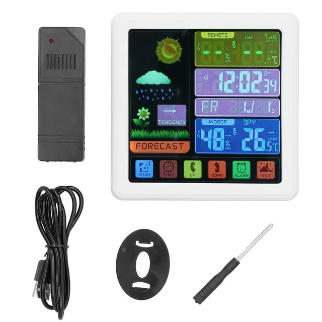 Wireless Weather Clock Digital Thermometer Hygrometer with Touch Screen
