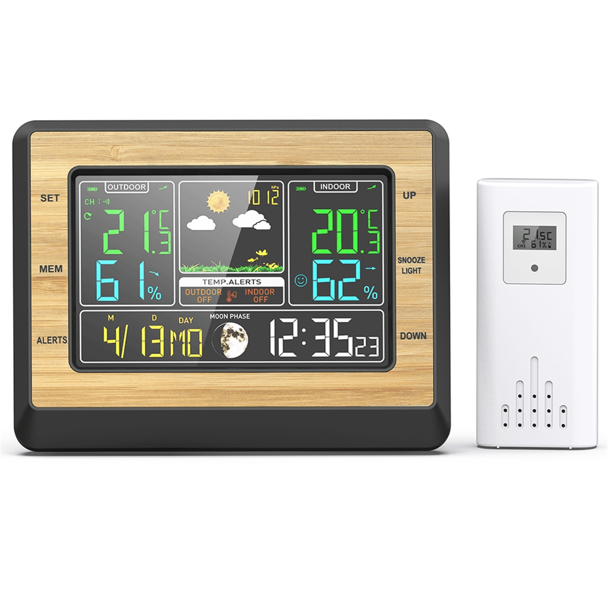 Wireless Weather Station 6 Inch Color Screen Digital Temperature Humidity Meter Weather Forecast Station with Sensor