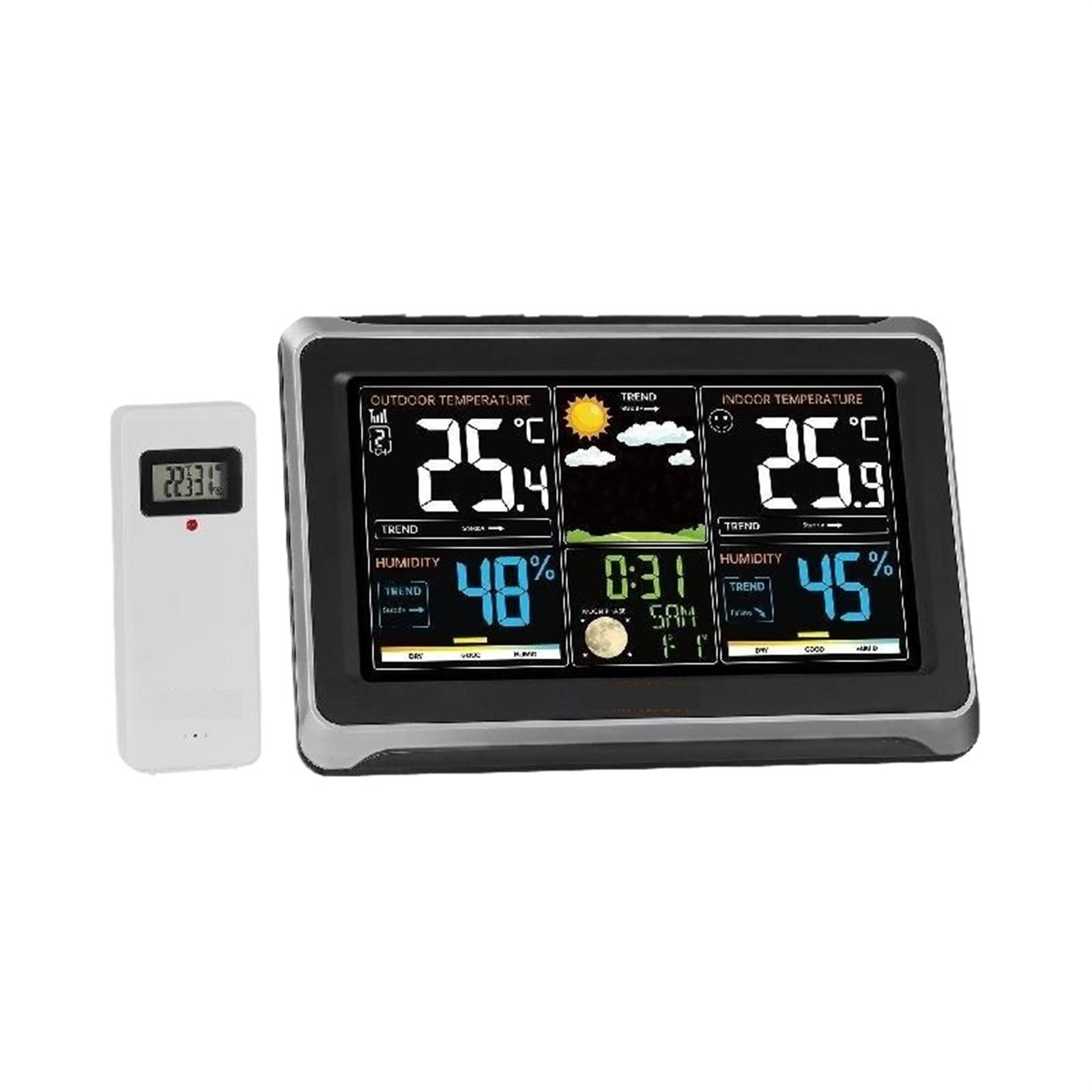 Wireless Weather Station 7.5inch HD Color Screen & Automatic Time Calibration Weather Forcast for Home Life or Travel Plan ,Excellent Visual Experience