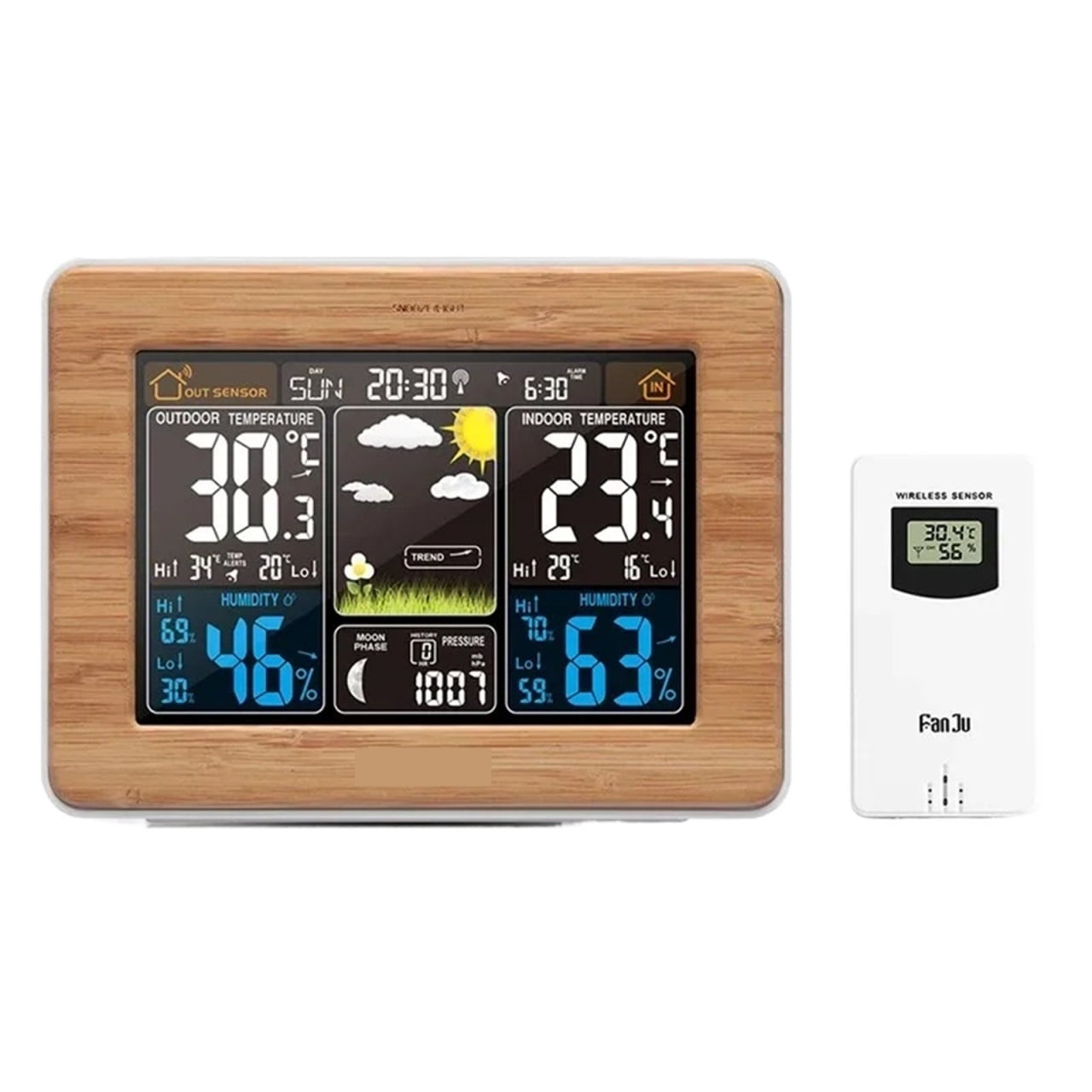 Wireless Weather Station Air Pressure Electronic Forecast Indoor Outdoor Sensor Thermometer Hygrometer Digital Alarm Clock